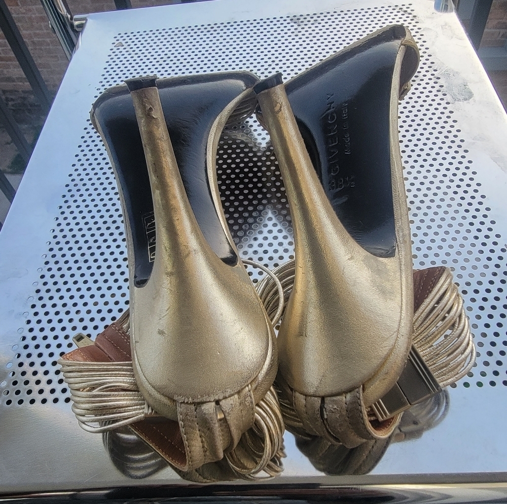 Givency gold women sandals size 38.5 - Picture 6 of 16